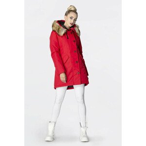 Červená dámská zimní bunda s kapucí (J9-065) Červená S (36)