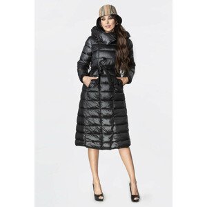 Černý dámský kabát s vysokým límcem (J9-062) czarny XXL (44)