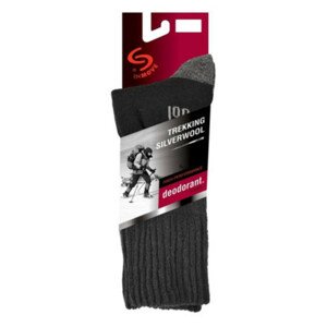 Ponožky TREKKING SILVERWOOL BLACK\RED 41-43