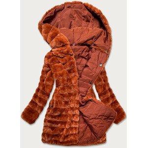 Lehká rudá dámská zimní bunda - kožíšek 2 v 1 (39039) oranžový S (36)