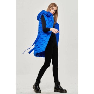 Dlouhá dámská vesta v chrpové barvě s páskem (JIN217) Modrá L (40)
