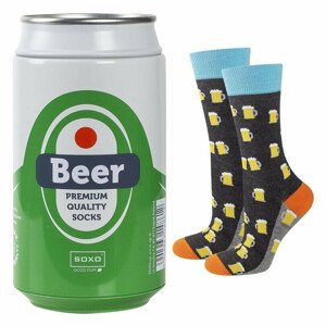 Pánské ponožky SOXO GOOD STUFF Pivo v plechovce ŠEDÁ/ŽLUTÁ/ZELENÁ 40-45