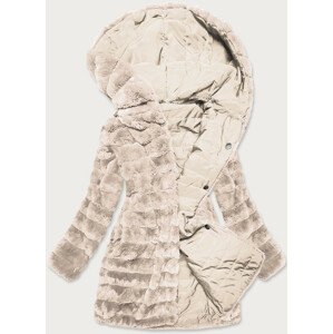 Lehká béžová dámská zimní bunda - kožíšek 2 v 1 (39039) beżowy S (36)