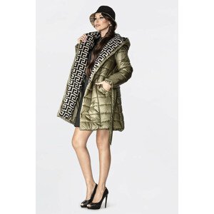 Lehká dámská zimní bunda v khaki barvě se zateplenou kapucí (OMDL-019) khaki XXL (44)