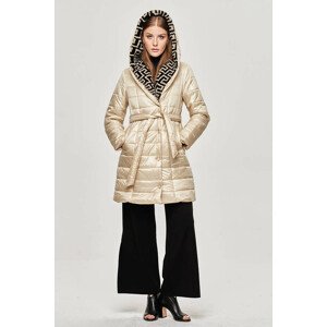 Lehká dámská zimní bunda v ecru barvě se zateplenou kapucí (OMDL-019) ecru M (38)