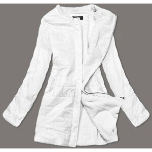 Bílá dámská bunda s mechovitým kožíškem pro přechodné období (M-1733) bílá M (38)