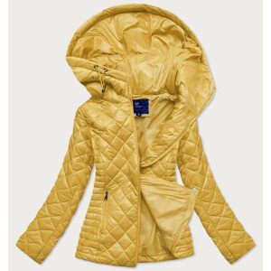 Žlutá prošívaná dámská bunda s kapucí (LY-01) Žlutá 46