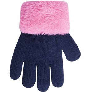 Dětské rukavičky zateplené kožíškem R-103 - YoJ růžová - tmavá. Modrá 16