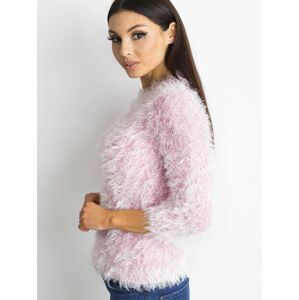 Nadýchaný dámský svetr s růžovými flitry XL