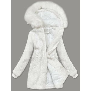 Bílá dámská bunda "beránek" s kapucí (H-1030-82) bílá L (40)
