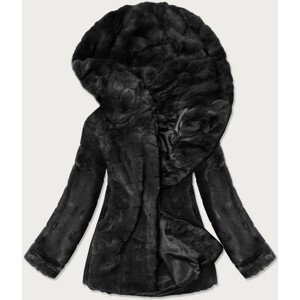 Černá dámská bunda - kožíšek s kapucí (BR9742-1) černá S (36)