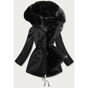 Černá dámská zimní bunda s kožešinovou podšívkou (B2718-1) černá 46