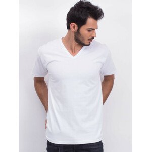 Bílé pánské tričko s výstřihem do V M