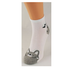 Dámské ponožky Ona Classic 0136 Zvířátka - Bratex bílá s šedou 39-41