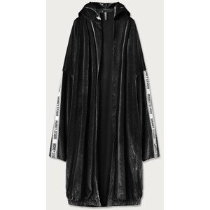 Černý dámský velurový přehoz přes oblečení s kapucí (734ART) černá jedna velikost
