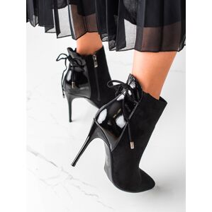 Výborné  kotníčkové boty dámské černé na jehlovém podpatku 39