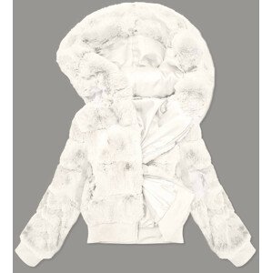 Bílá dámská kožešinová bunda (BR9748-26) bílá XXL (44)