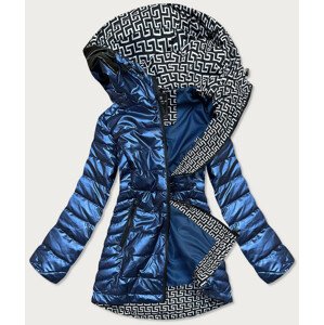 Světle modrá metalická dámská bunda s kapucí (W717) Modrá XXL (44)
