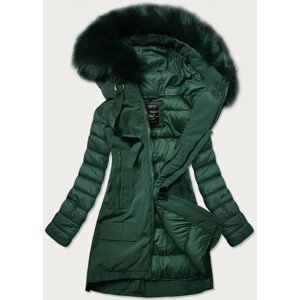 Tmavě zelená dámská zimní bunda ze spojených materiálů (7708) zelená XXL (44)