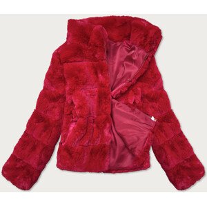 Krátká červená dámská bunda - kožíšek se stojáčkem (BR9749-4) Červená M (38)