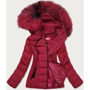 Tenká červená dámská zimní bunda s kapucí (8943-B) Červená S (36)