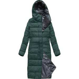 Dlouhá prošívaná dámská zimní bunda v lahvově zelené barvě (7704BIG) zelená 48
