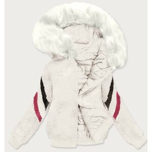 Oboustranná krátká dámská zimní bunda v barvě ecru (H1032-11) ecru S (36)