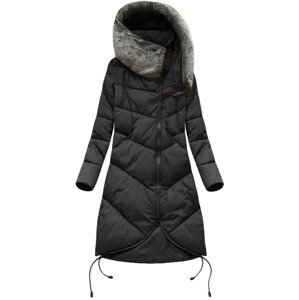 Dlouhá černá zimní bunda s kapucí (7755BIG) černá 46