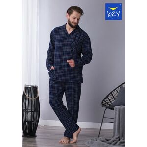 Pánské pyžamo MNS 458 B21 - Key tmavě modrá kostka 4XL