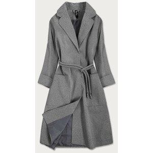 Šedá dámský károvaný kabát se 3/4 rukávy (2718) šedá XL (42)