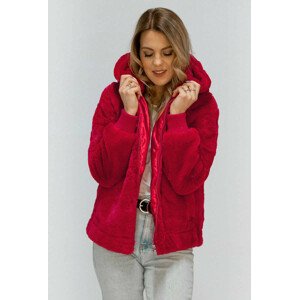 Červená plyšová bunda s kapucí (2019) červená XL (42)