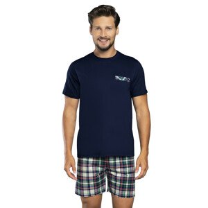 Pánské pyžamo Italian Fashion Norbert námořnická modř/potisk 2xl