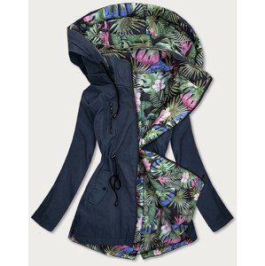 Oboustranná dámská bunda tmavě modrá/se vzorem listů s kapucí (SS65) vícebarevné 50