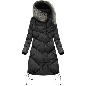 Černá dámská zimní bunda s kapucí (7755) černá L (40)