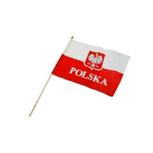 Vlajka s dřevěnou rukojetí POLSKO 30x40 cm 30x40