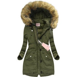 Hrubší dámská zimní bunda parka v khaki barvě (W710) khaki XXL (44)