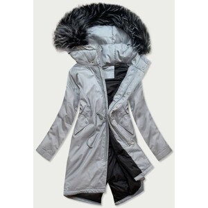 Šedá bavlněná dámská zimní bunda s přírodní péřovou výplní (7085) šedá M (38)
