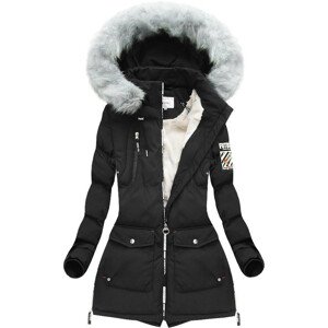 Černá dámská zimní bunda s potisky (2501) černá XXL (44)