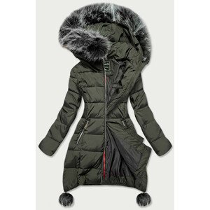 Dámská zimní bunda v khaki barvě s prodlouženými boky (GWW1716) khaki XXL (44)