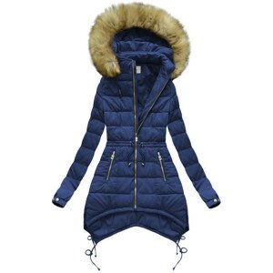 Tmavě modrá prošívaná dámská zimní bunda s kapucí (3505W) tmavě modrá XXL (44)