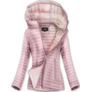 Prošívaná bunda ve starorůžové barvě s kapucí (7218) Růžová S (36)