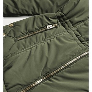 Prošívaná dámská zimní bunda v khaki barvě s kapucí (X7210WX) khaki XXL (44)