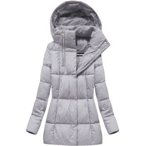 Krátká šedá dámská zimní bunda se zipy (7750) šedá M (38)