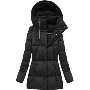 Krátká černá dámská zimní bunda se zipy (7750) černá S (36)