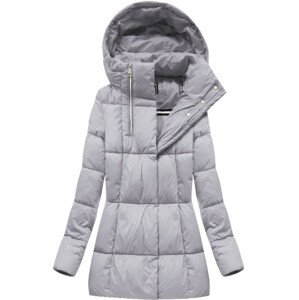 Šedá krátká dámská zimní bunda se zipy (7750BIG) šedá 50