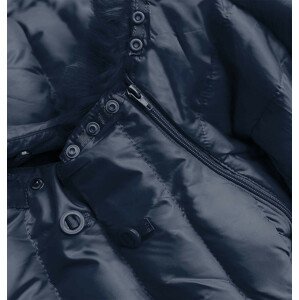 Tmavě modrá prošívaná dámská zimní bunda s kapucí (W750-1) tmavě modrá S (36)