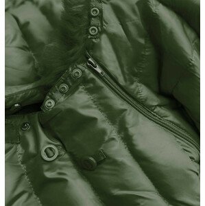 Dámská prošívaná zimní bunda v khaki barvě s kapucí (W750-1) khaki S (36)