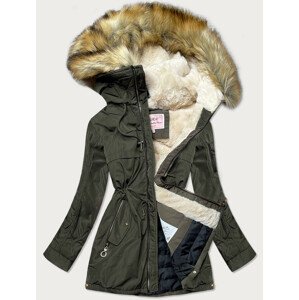 Teplá dámská zimní bunda parka v khaki barvě (W169) khaki S (36)