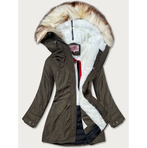 Teplá dámská zimní bunda v khaki barvě (W170) khaki S (36)