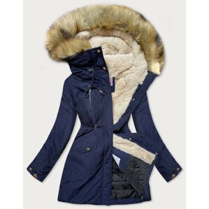 Tmavě modrá dámská zimní bunda s kapucí (W171) tmavě modrá XXL (44)